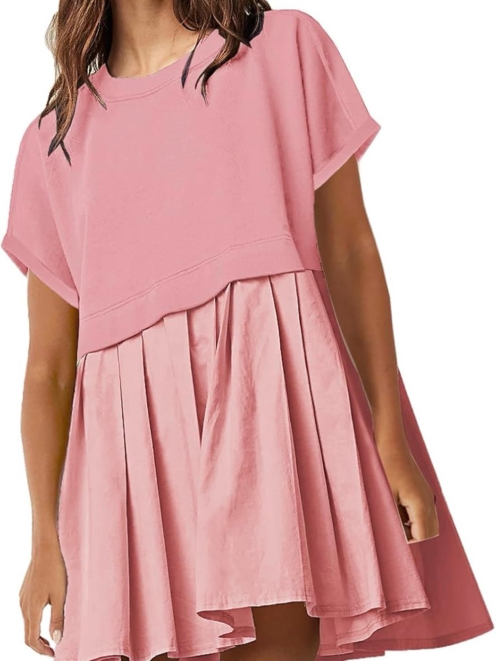 Women’s Pink Short Sleeve Tiered Dress